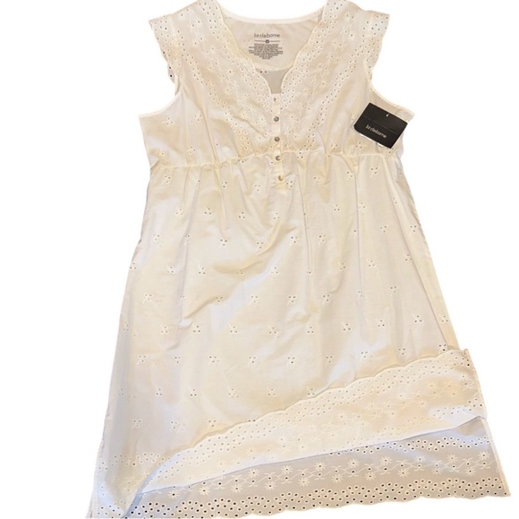 NWT Liz Claiborne Dress White Sleeveless Eyelet Embroidered Cottagecore Size M - Picture 2 of 7